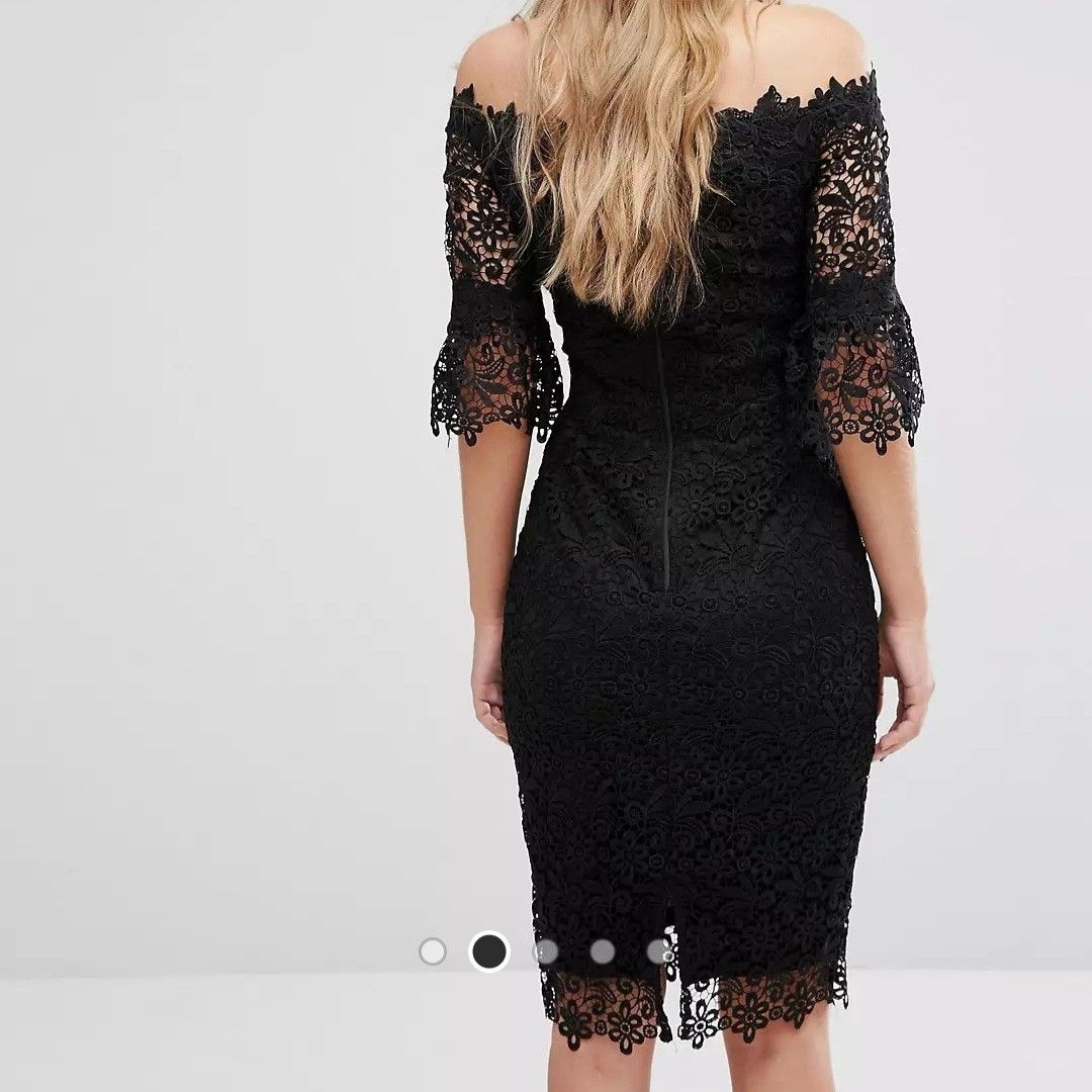 Paper Dolls London Black Lace Off Shoulder Dress Women s Fashion