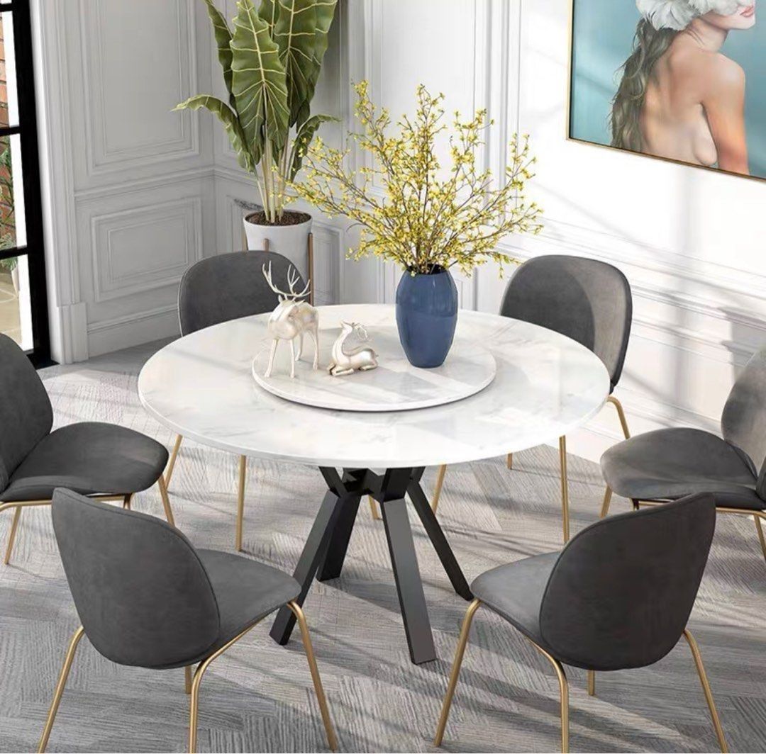 PERSHING Contemporary Round Dining Table, Furniture & Home Living ...