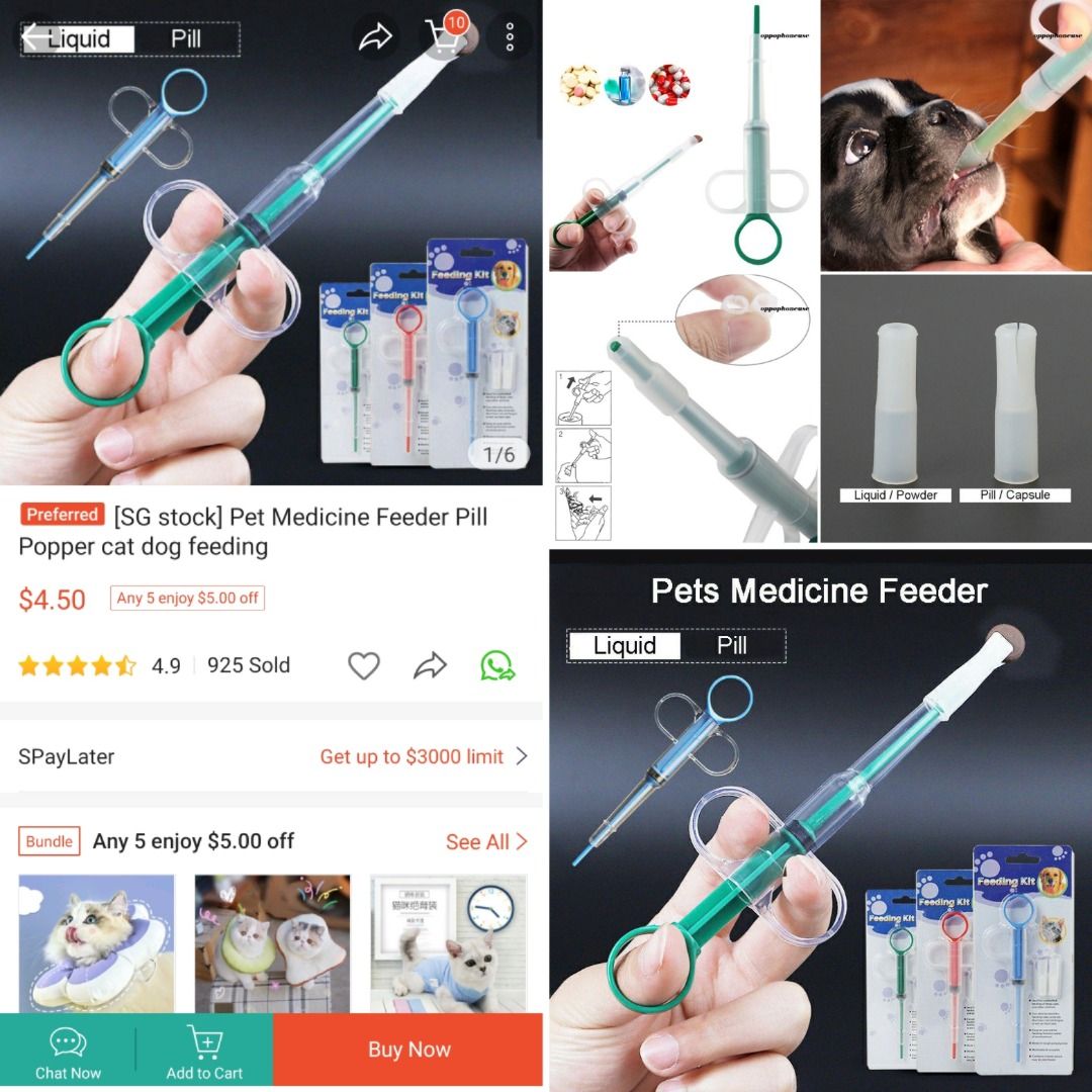 View of Pet Medicine Feeder Pill Tablet Liquid Push Dispenser, Pet Supplies ...