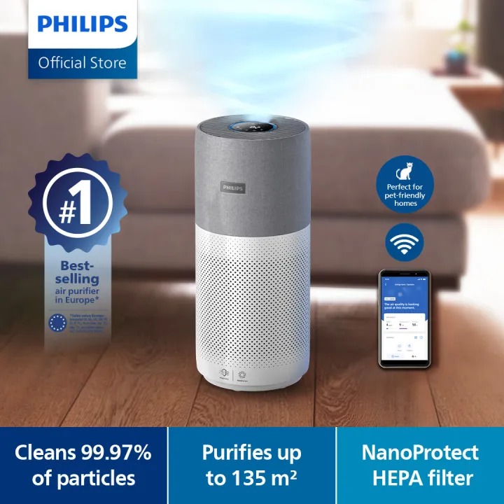PHILIPS Series 3000i Air Purifier - AC3033/10 - 520 m³/h clean air rate ...