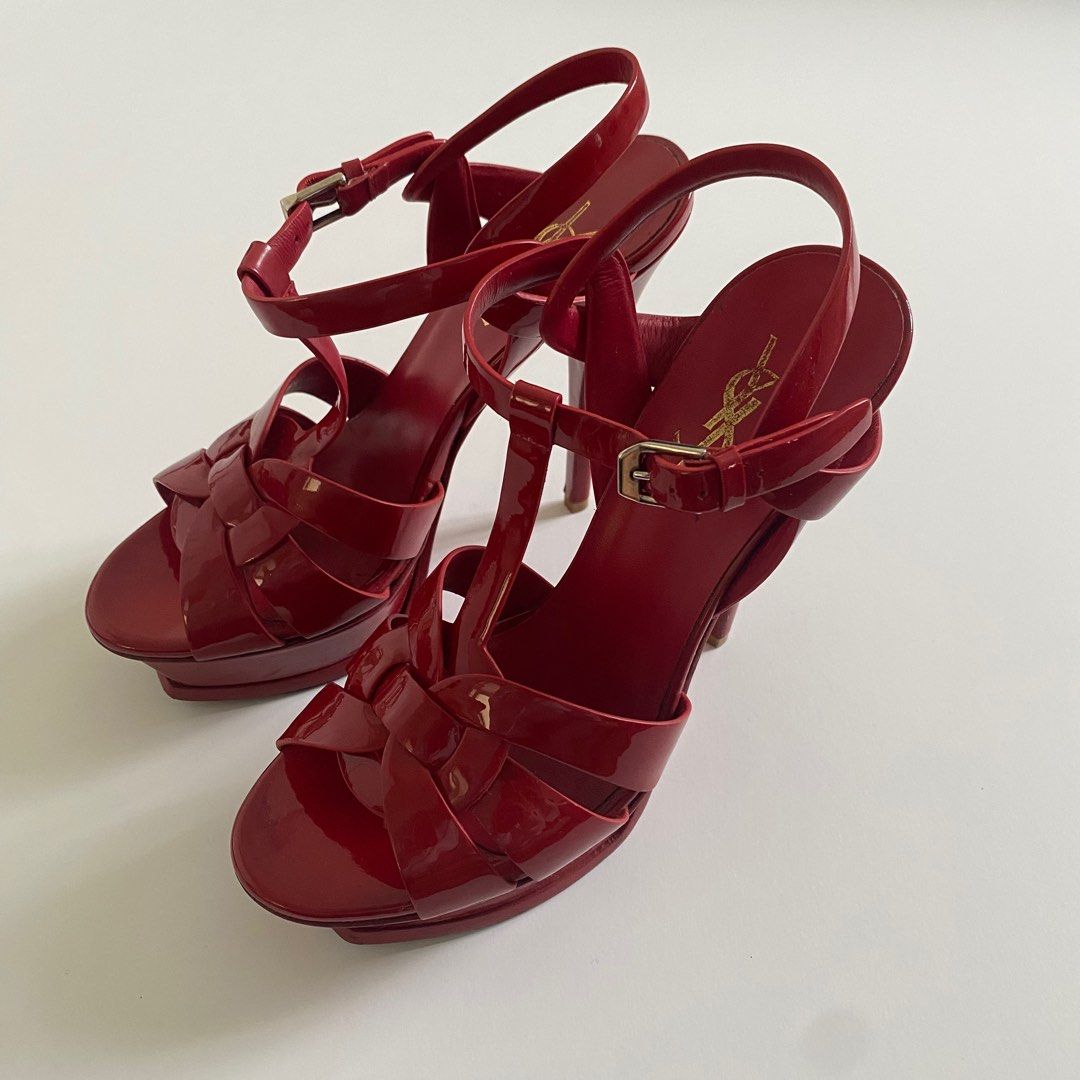 Red ysl tribute sandals on sale