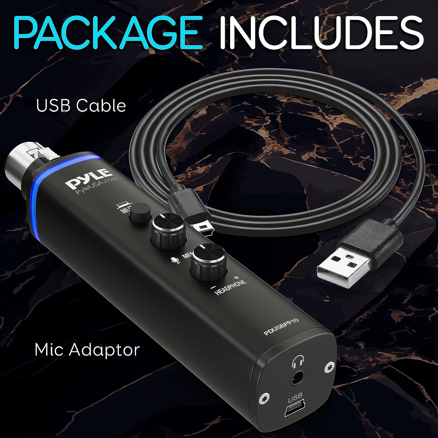 Pyle Microphone XLRtoUSB Signal Adapter Universal Plug and Play XLR