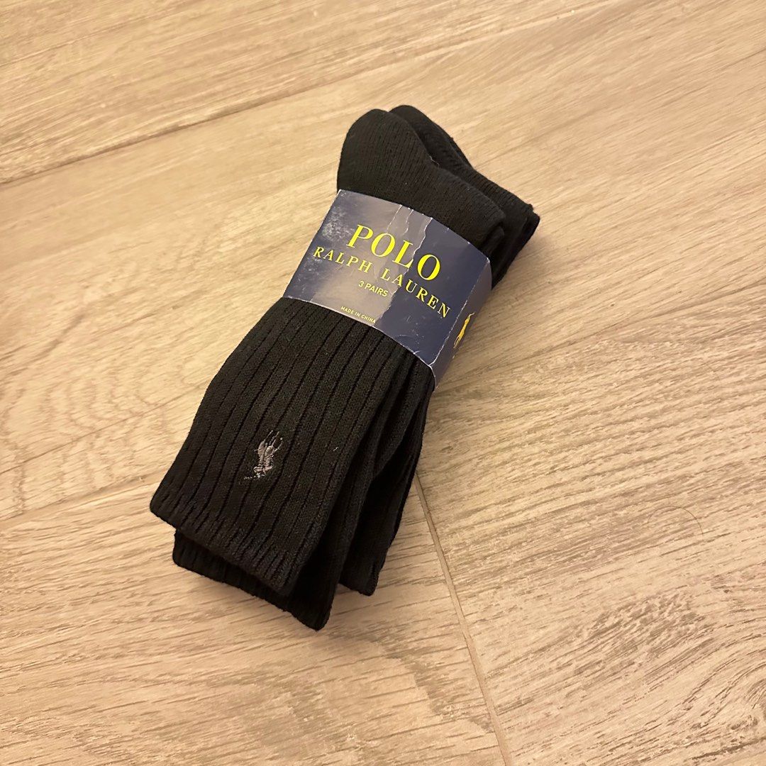 Ralph Lauren socks pack (BLACK, 3 pairs), 男裝, 手錶及配件, 襪