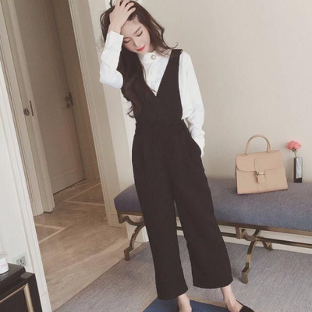 Readystock black sleeveless jumpsuit office formal OL soft outer