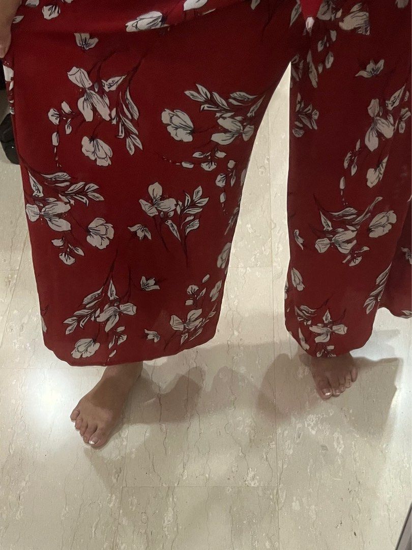 Red 2024 floral pants