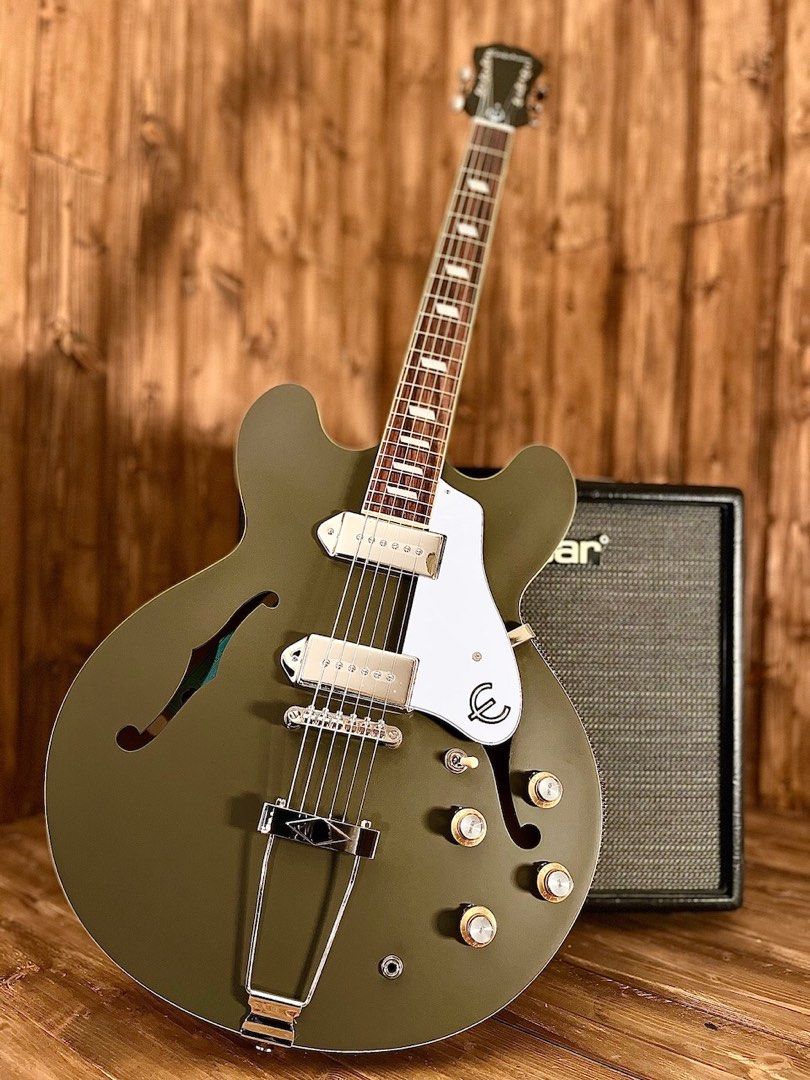 Epiphone casino worn hollow body electric online guitar olive drab