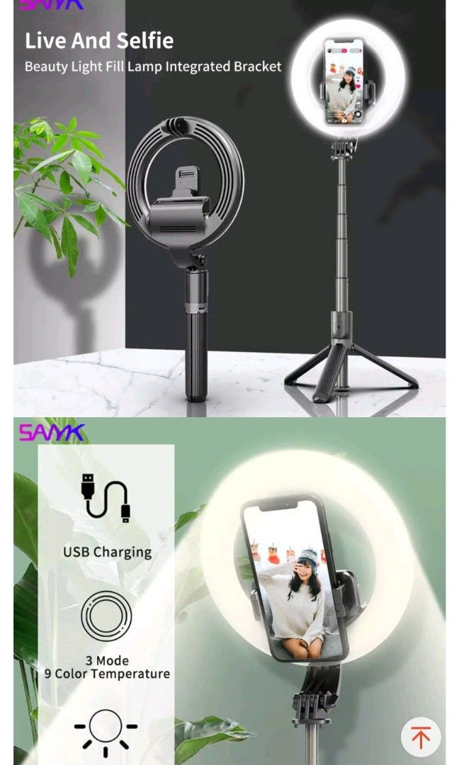 Sanyk selfie stick (Category: Mounts & Holders) located in Carmona. Submitted by annverde (Listing ID 1246472048, Image 1). Description: sanyk selfie stick with ring light with remote good as new rfs:Hindi na nagagamit.