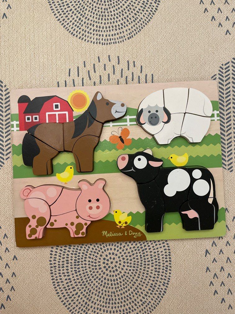 8-Piece Melissa & Doug Chunky Wooden Farm Animal Puzzle $5 + Free