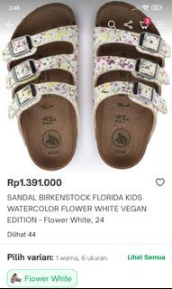 Sendal anak ex  birkenstock Florida kids vegan size 34 lengkap dus original