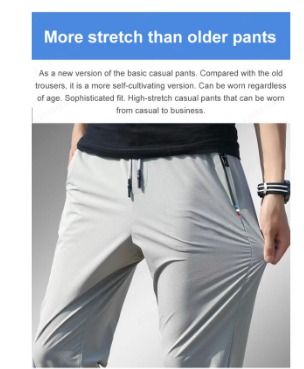 Casual Fast Dry Stretch Pants Men's Business High Elastic Waist