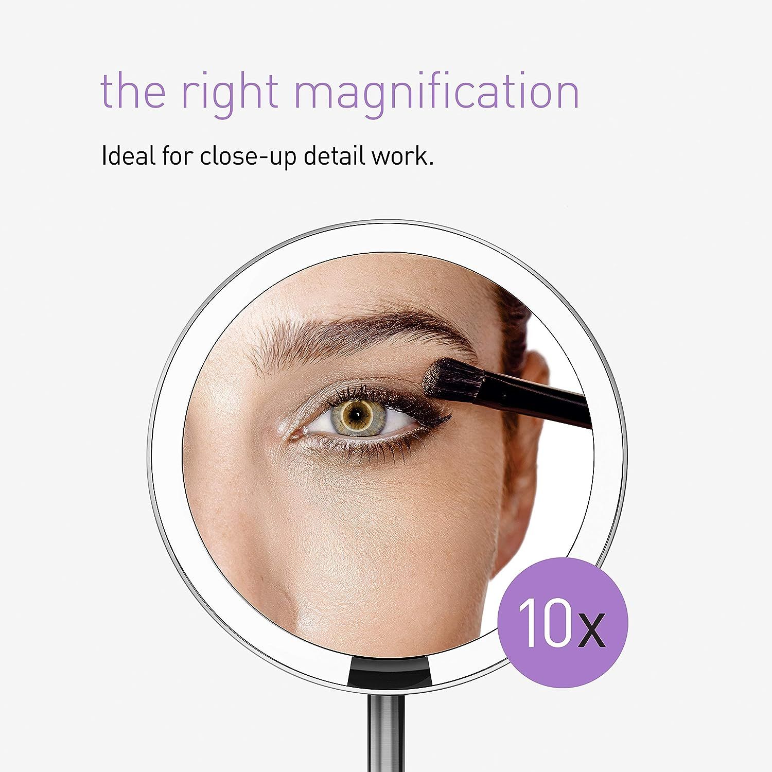 simplehuman 5" Sensor Mirror, Lighted Makeup Mirror, 10x Magnification