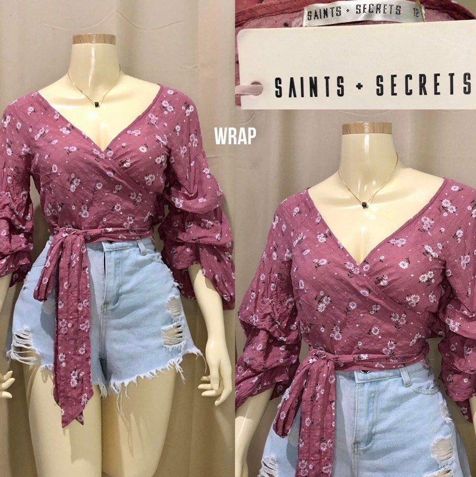 (S-L) Saints+Secret Wrap Around Top on Carousell