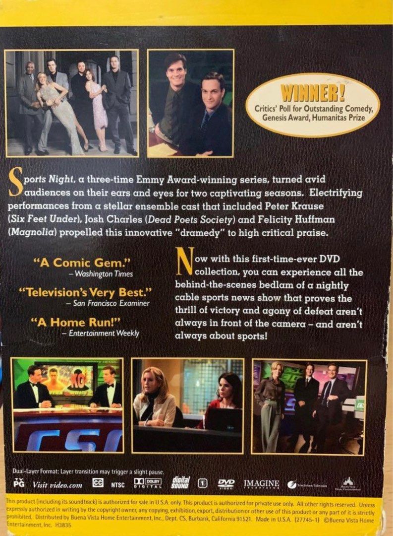 Sports night dvd collection (3 series), Hobbies & Toys, Music & Media