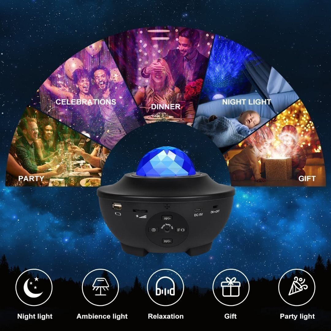 Star Projector, Ocean Wave Night Light Projector with Adjustable ...