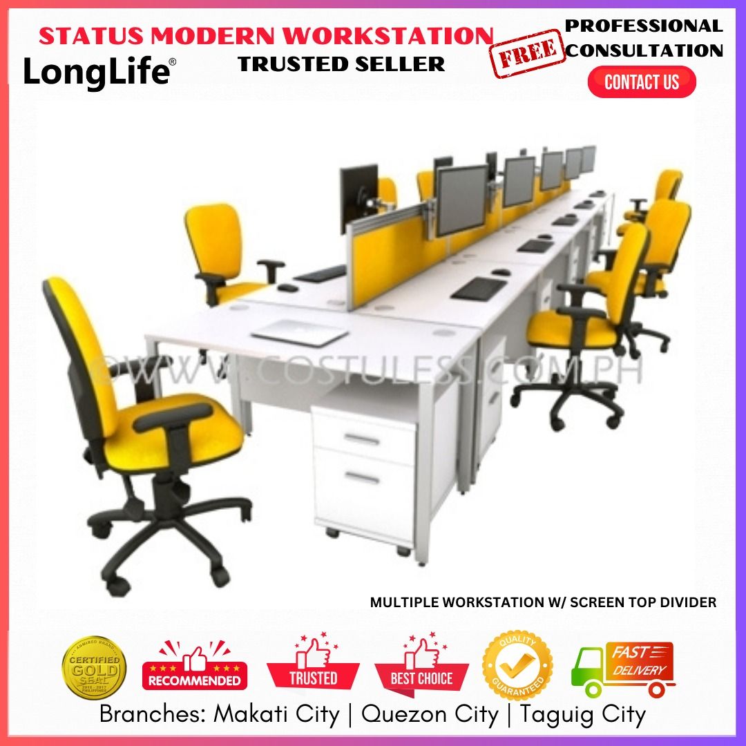 STATUS MODERN WORKSTATION, Customized Working Table, Status Modern Desk, Cubicles, Modular Partitions, Office Desk, Computer Desk, Customized Table, Computer Table (Category: Office Furniture & Fixtures) located in Makati City. Submitted by costuless_inc. (Listing ID 1231508054, Image 2). Description: (Price is for posting only) COST U LESS is an importer & manufacturer offering total furniture & interior solutions since 2007. We've got the best 