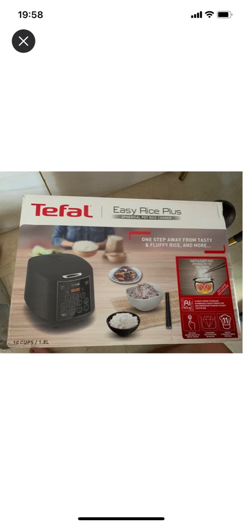 Tefal Easy Plus Rice Cooker 1.8L RK736B 11 programmes, AI, spherical