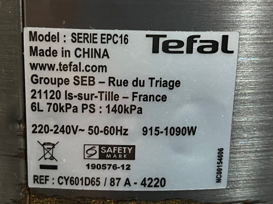 TEFAL Pressure Cookers 6 Litre, TV & Home Appliances, Kitchen