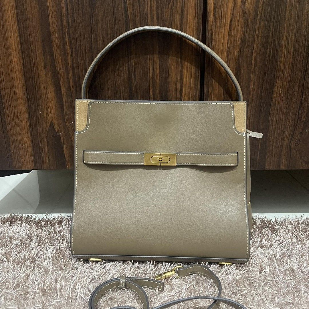 Tory Burch Lee Radziwill Double Handbag in Brown Leather ref