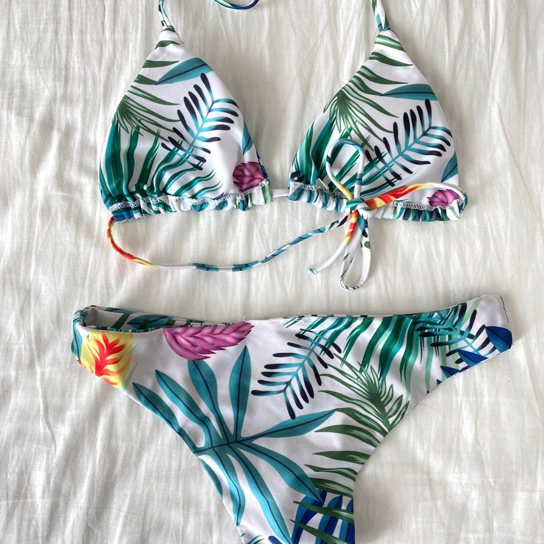 Tropical Palm Tree Bikini Set, Women's Fashion, Swimwear, Bikinis