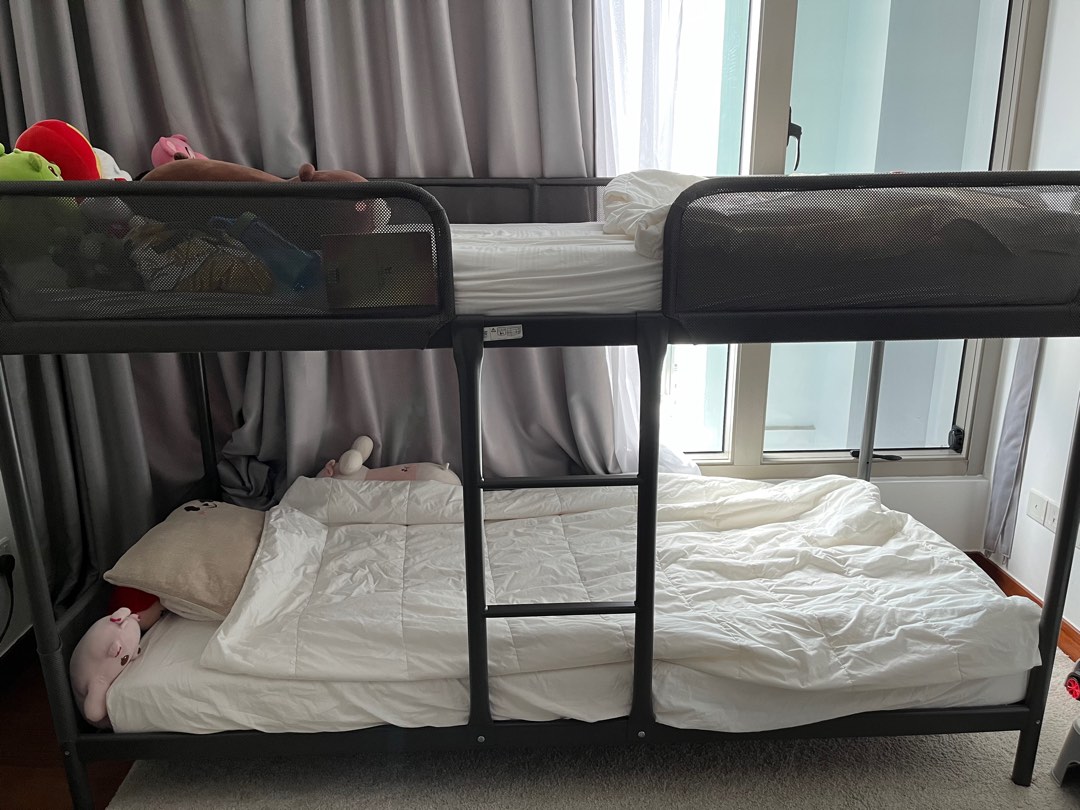 TUFFING Bunk bed frame, dark grey, 90x200 cm, Furniture & Home Living