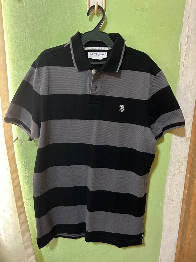 U.S. POLO ASSN. Gray Printed Long Sleeves Collared Top