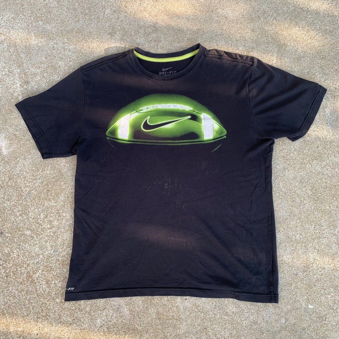 grey and lime green nike shirt