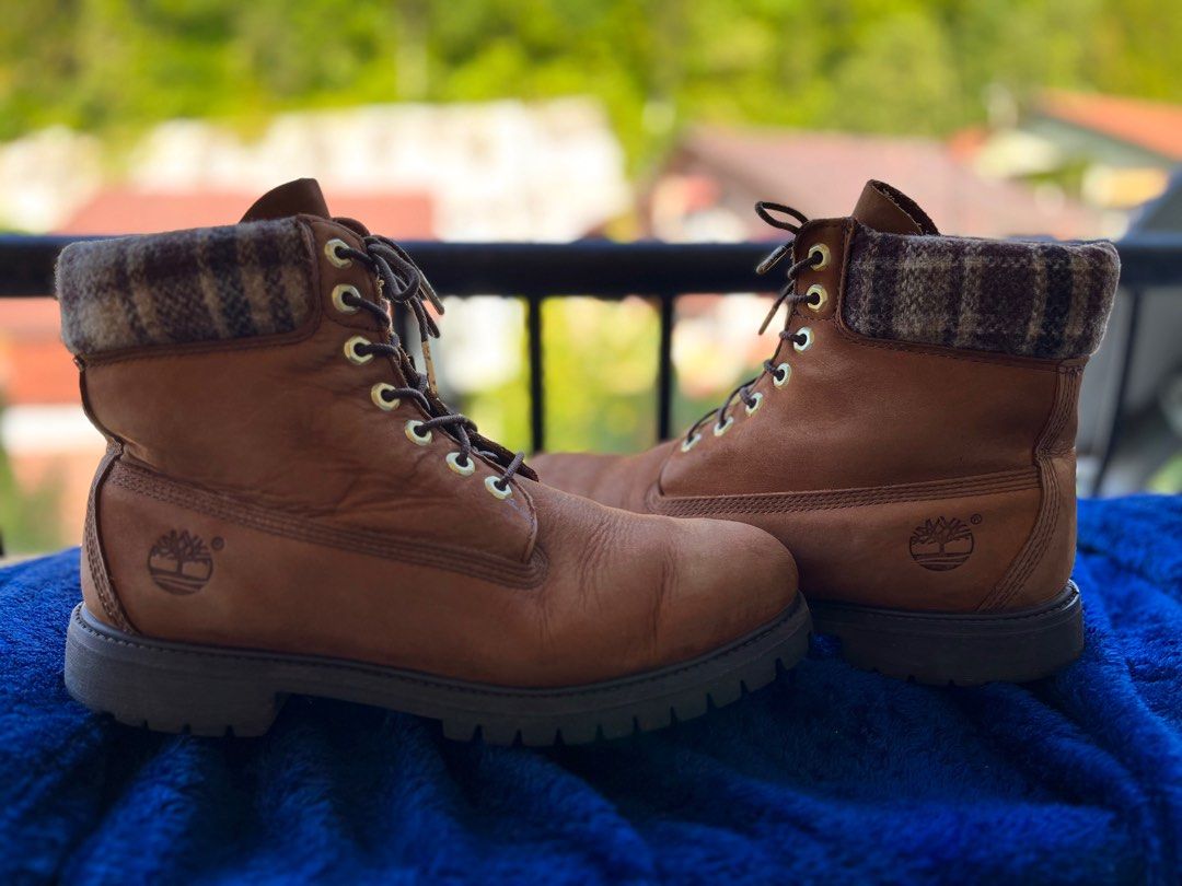 VINTAGE STYLE TIMBERLAND BOOTS x PENDLETON WOOLRICH LEATHER 1973 LACE VERY NICE CONDITION LIKE NEW