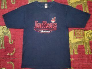 VINTAGE 1995 CLEVELAND INDIANS AMERICAN LEAGUE CHAMPIONS MAJESTIC T-SHIRT  SIZE L 