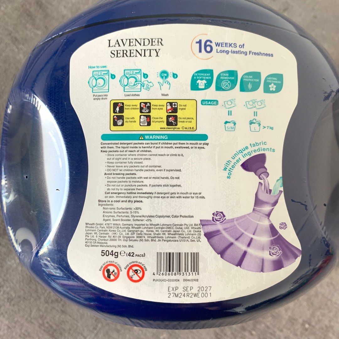 Walch ar fum 42 pacs laundry detergent laundry capsules cuci kain wash