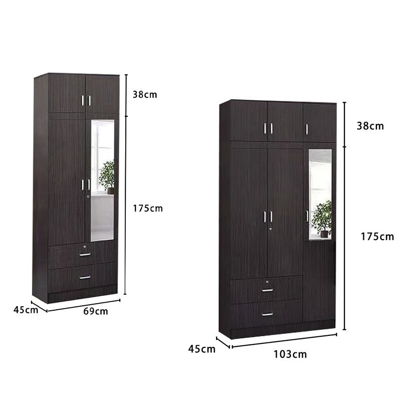 Wardrobe +Mirror Storage Free Delivery Wood Furniture