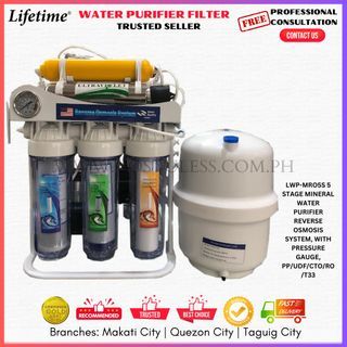 WATER PURIFIER, Lifetime Water Purifier Alkaline Complete Water Filter Set ORIGINAL WATER QUALITY SEAL (White)