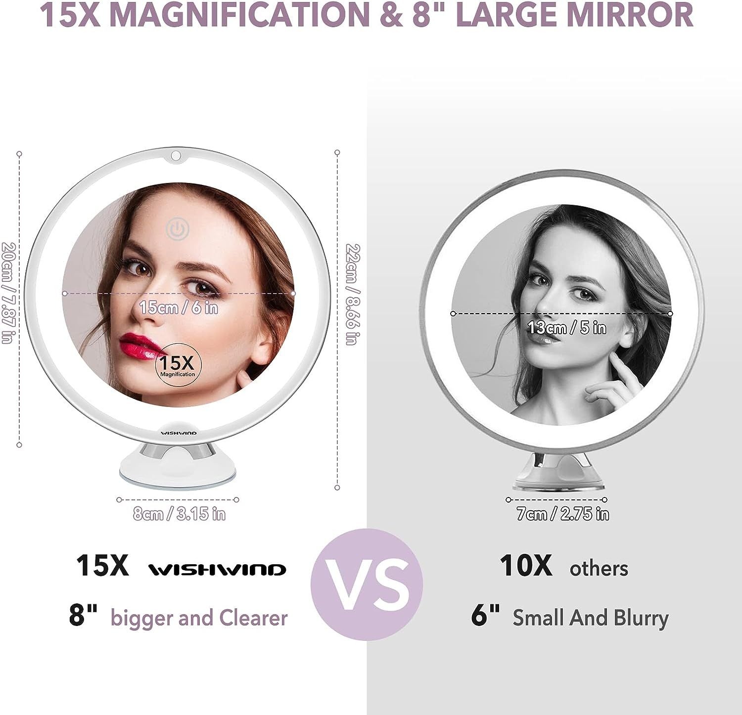 Wishwind 15x Magnifying Vanity Mirror