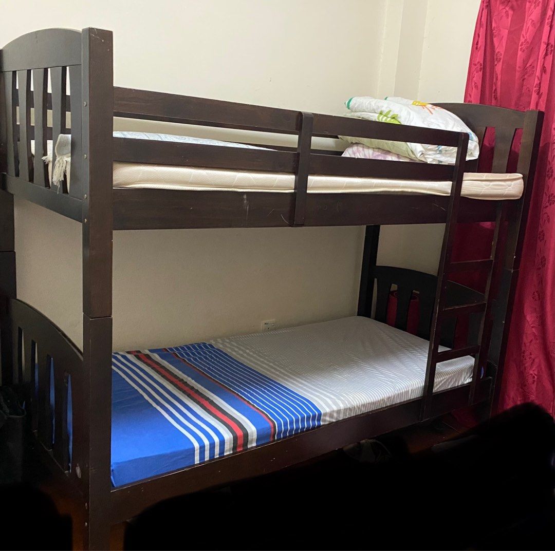 Wooden double decker bed / Bunk Bed, Furniture & Home Living, Furniture