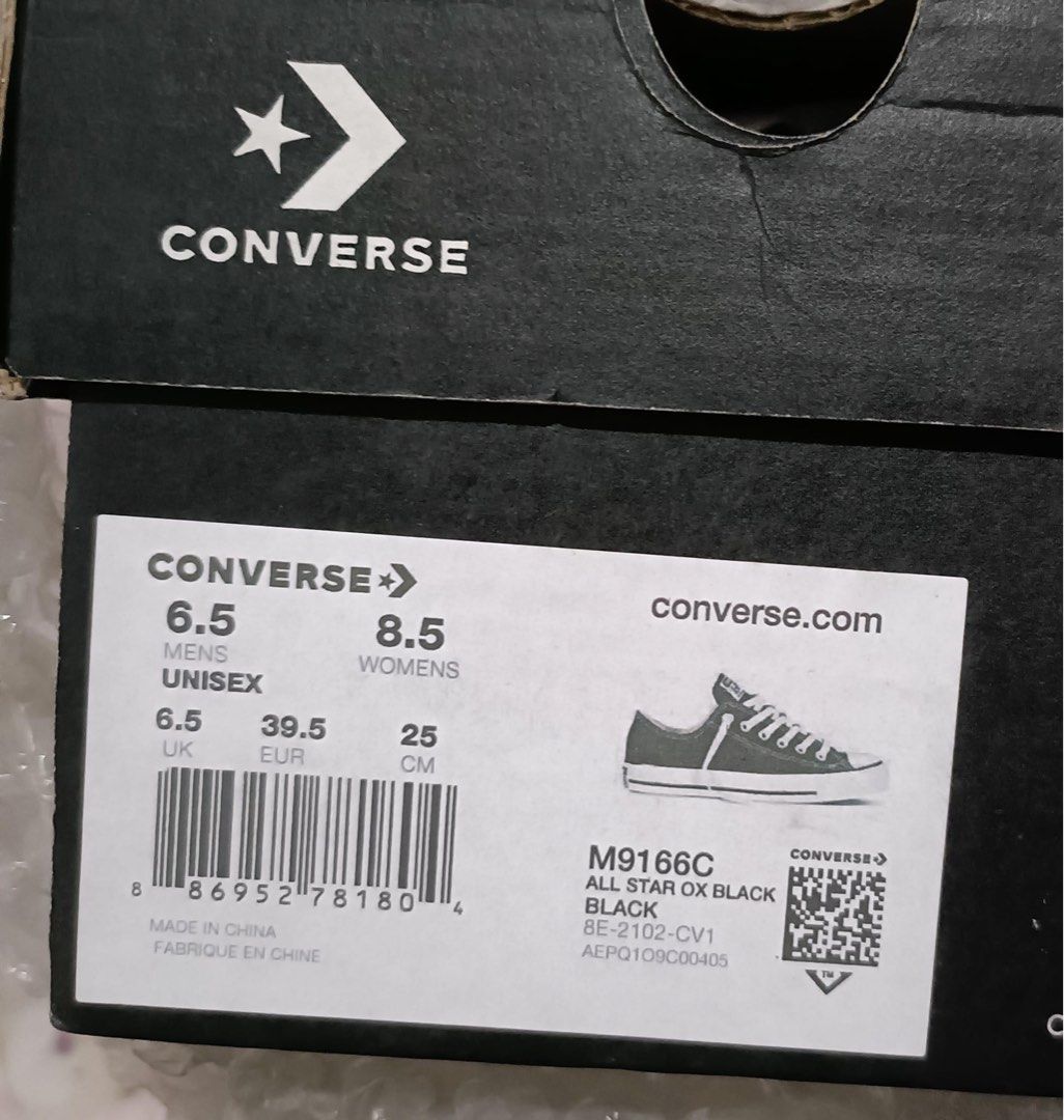 BRAND NEW Converse Chuck Taylor Black (Category: Sneakers) located in Quezon City. Submitted by lovesadhappy (Listing ID 1246552158, Image 1). Description: ‼️FOR SALE‼️ Want to sell: CONVERSE UNISEX CHUCK TAYLOR ORIGINAL - BLACK MINT CONDITION (never been used) PURCHASED FROM CONVERSE OFFICIAL STORE Size: US 6.5 MEN / US 8.5 WOMEN / UK 6.5 / 25CM PRICE: 2400PHP FREE SHIPPING WITHIN METRO MANILA MOP: GCASH/MAYA/BDO/BPI RFS: too big for me :(.