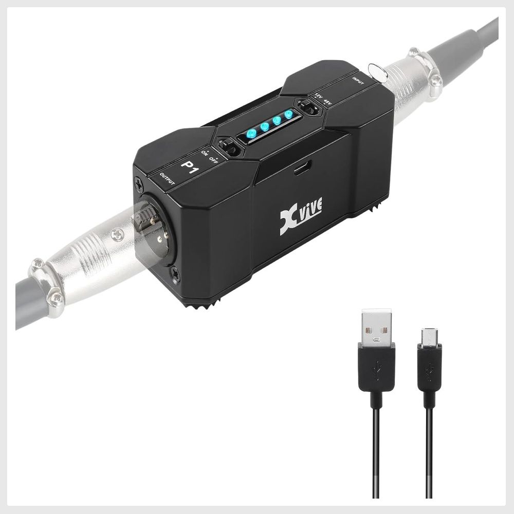 Xvive P1 Phantom Power Supply 48V/12V Switch,Up to 40 Hours of Use