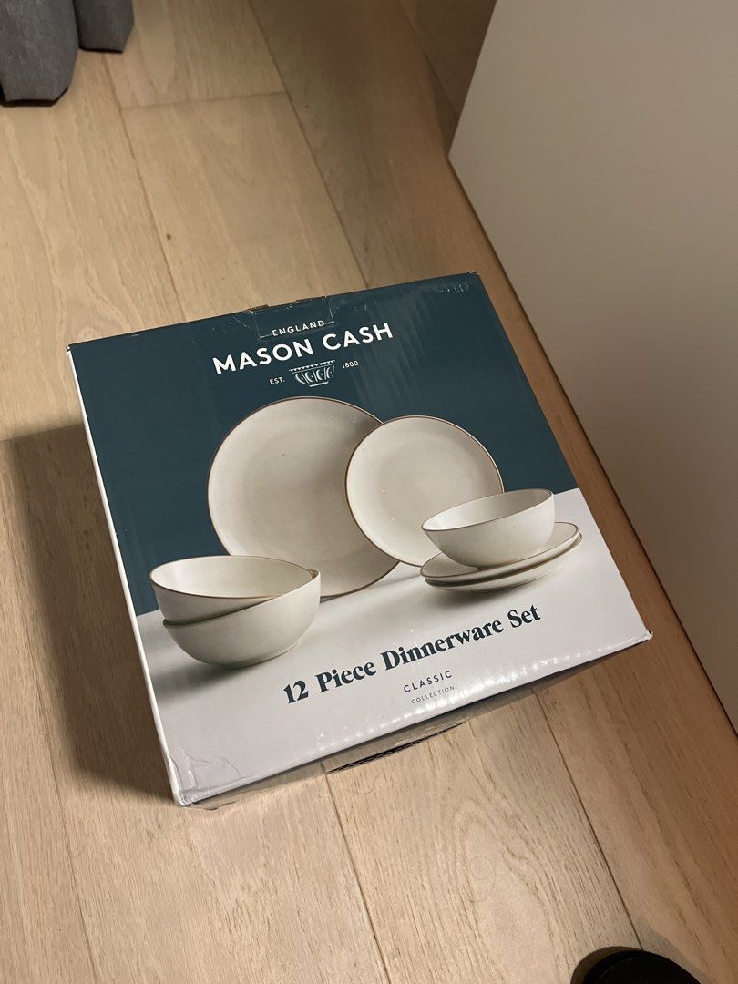 12 Piece Mason Cash Dinnerware Set in cream, ceramic., Furniture & Home