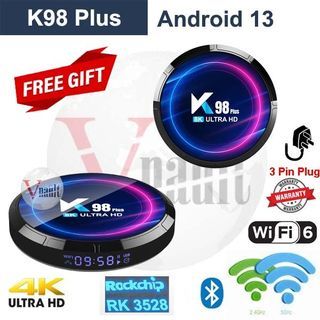 🔔 🔔 4K Android 13 Box K98 Plus Rockchip RK3528 4G 32G 4G 64G LAN WIFI 2.4G/5G/6G and Bluetooth