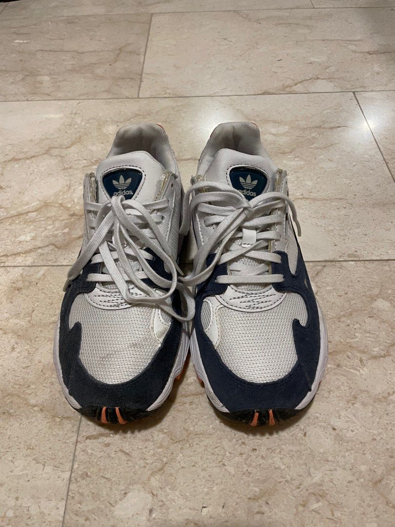 Adidas falcon shoes white and navy clearance