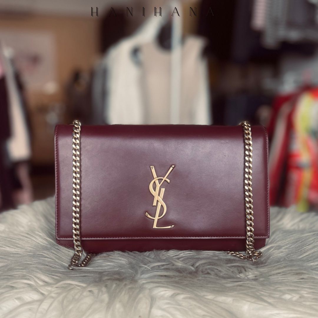AUTHENTIC YSL SAINT LAURENT KATE BURGUNDY CROSSBODY BAG with DUSTBAG