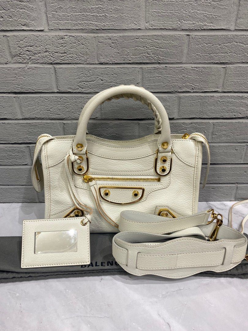 BALENCIAGA mini city edge white 2021 GHW Size 25x16x7 PS 103 cm Db strap 21 5