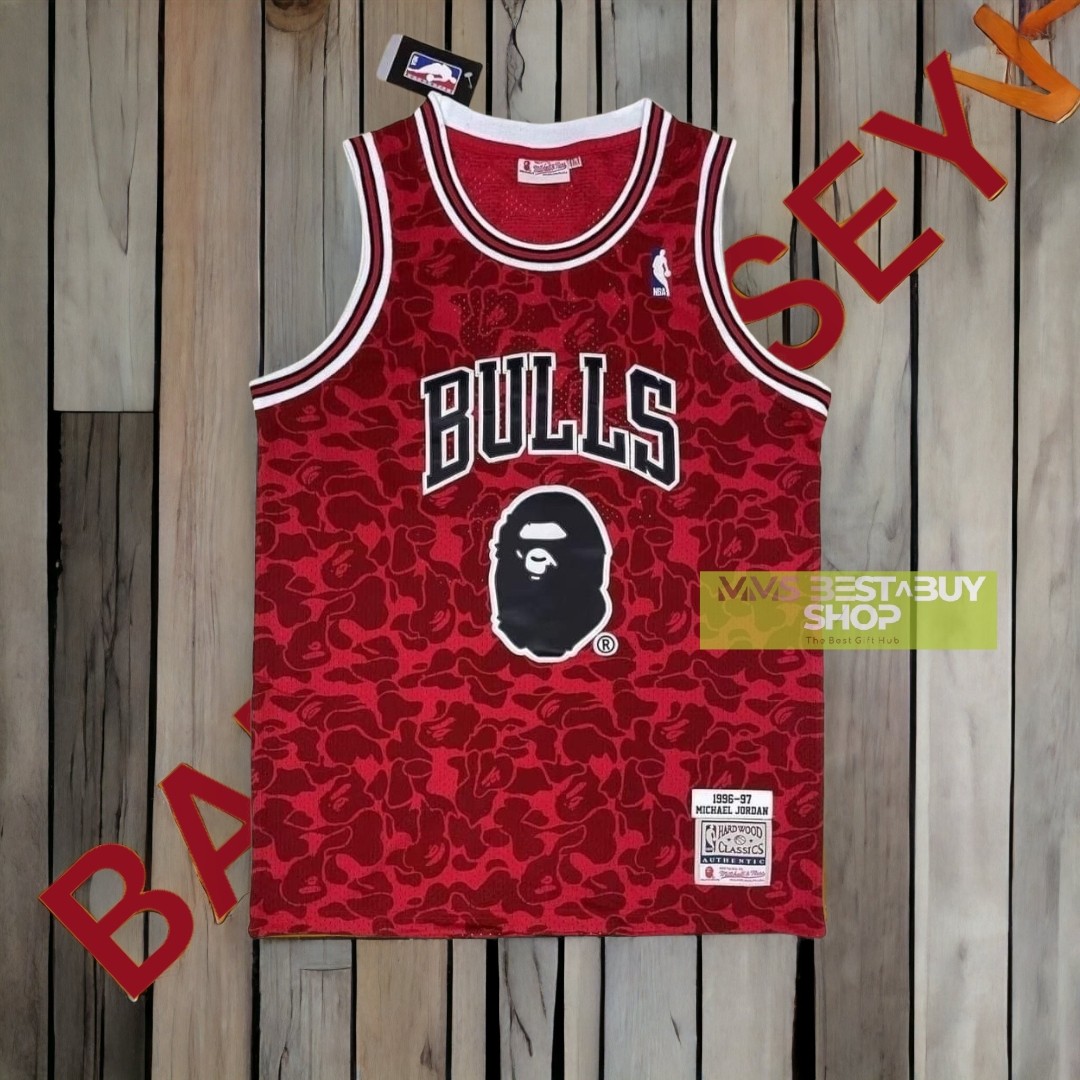 BAPE Chicago Bulls Jersey Mitchell & Ness Hardwood Classics Brand New W/  Tag XXL