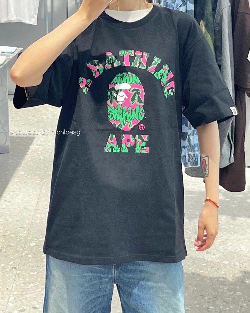 BAPE GRAFFITI PATTERN COLLEGE TEE