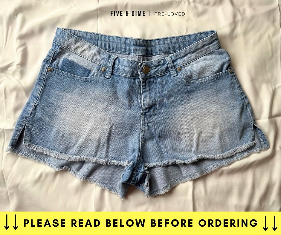 Bench - Ripped Denim Shorts, Mid rise (Category: Shorts) located in Imus. Submitted by fiveanddime_ (Listing ID 1248208938, Image 1). Description: ITEM SPECIFICATION: The store will not be liable in case the clothing doesn’t fit you. Make sure to double check the details before making an offer and ordering. All paid items are final. No refund, No return policy. Description: Mid rise Ripped Denim Shorts Brand: Bench Color: Light wash blue Fabric: 