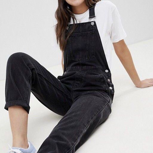 Acid Washed Black Denim Overalls (Category: Jumpsuits) located in Cainta. Submitted by overthemoon. (Listing ID 1248211227, Image 1). Description: Ankle-length overalls in cotton denim. Buttons at sides and adjustable suspenders with metal fasteners. Front bib pocket, side pockets, and back pockets. Tapered legs with tattered hem. (oversized fit for 24-26”) see photos for mannequin’s reference up to 29” waistline Rise 9” Hips 39”.