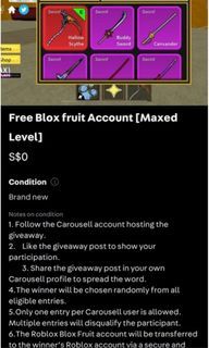 Roblox acc light fruit in Blox fruits and a lot other items in other games,  Hobbies & Toys, Toys & Games on Carousell