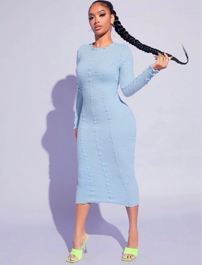 Light blue bodycon maxi dress new arrivals