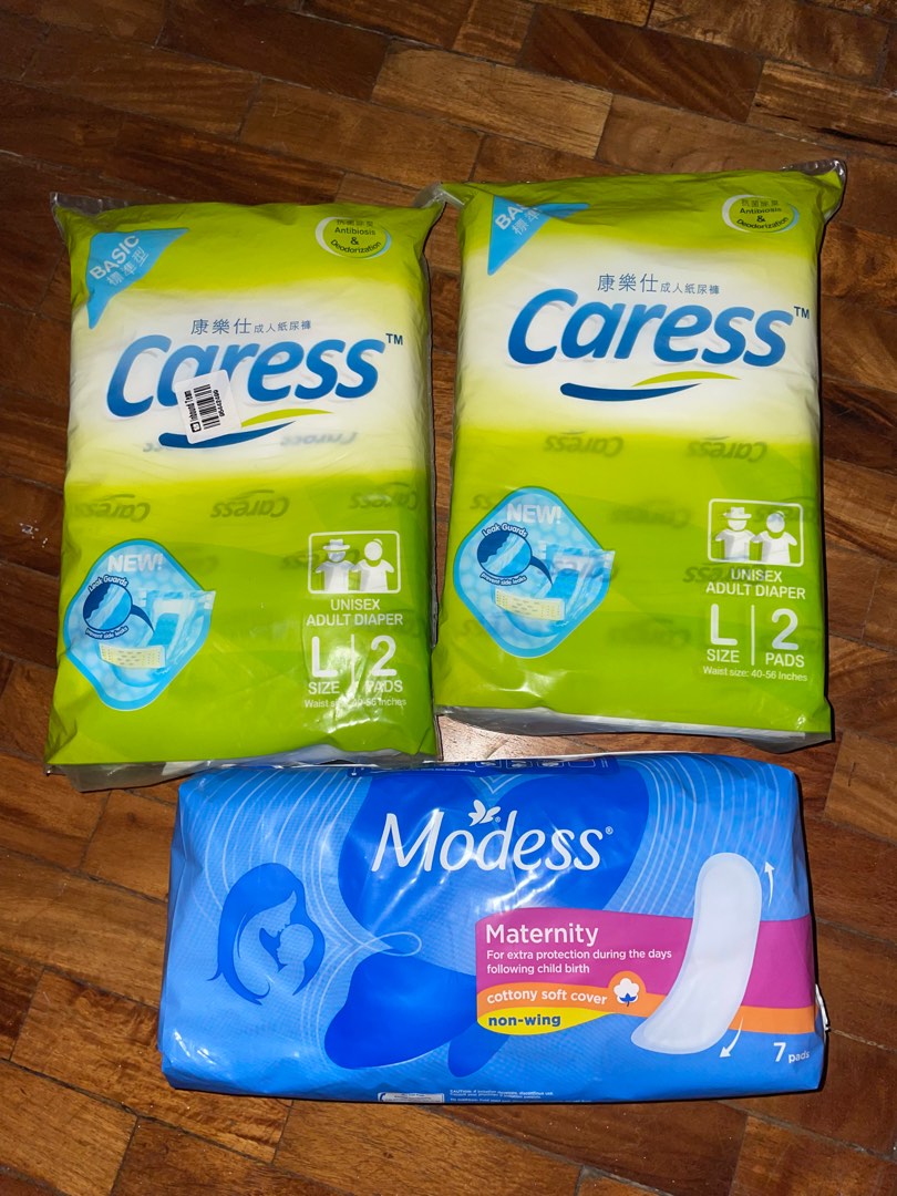 Caress Adult diaper & Modess Maternity Pad (L) bundle TAKE ALL on Carousell