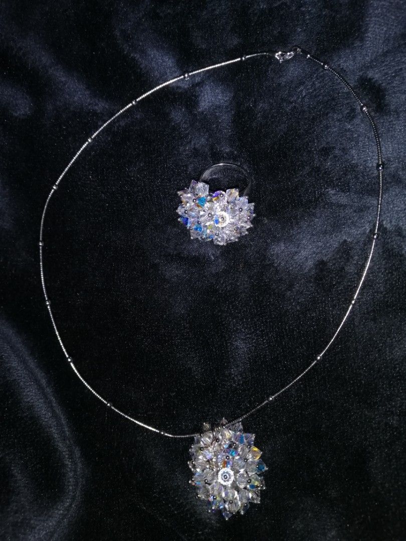 Chunky Crystal necklace and ring set