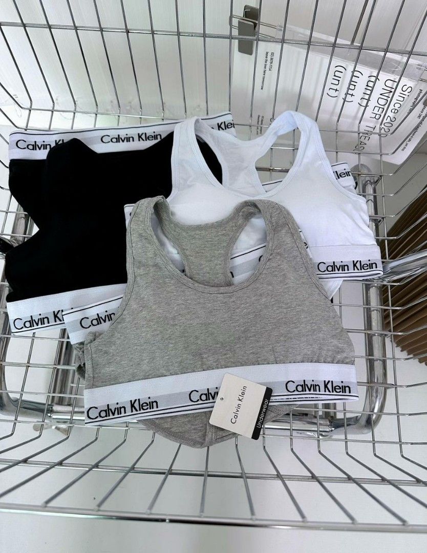 CK Sports Bra Set Modern Cotton Unlined Bralette, Women's Fashion