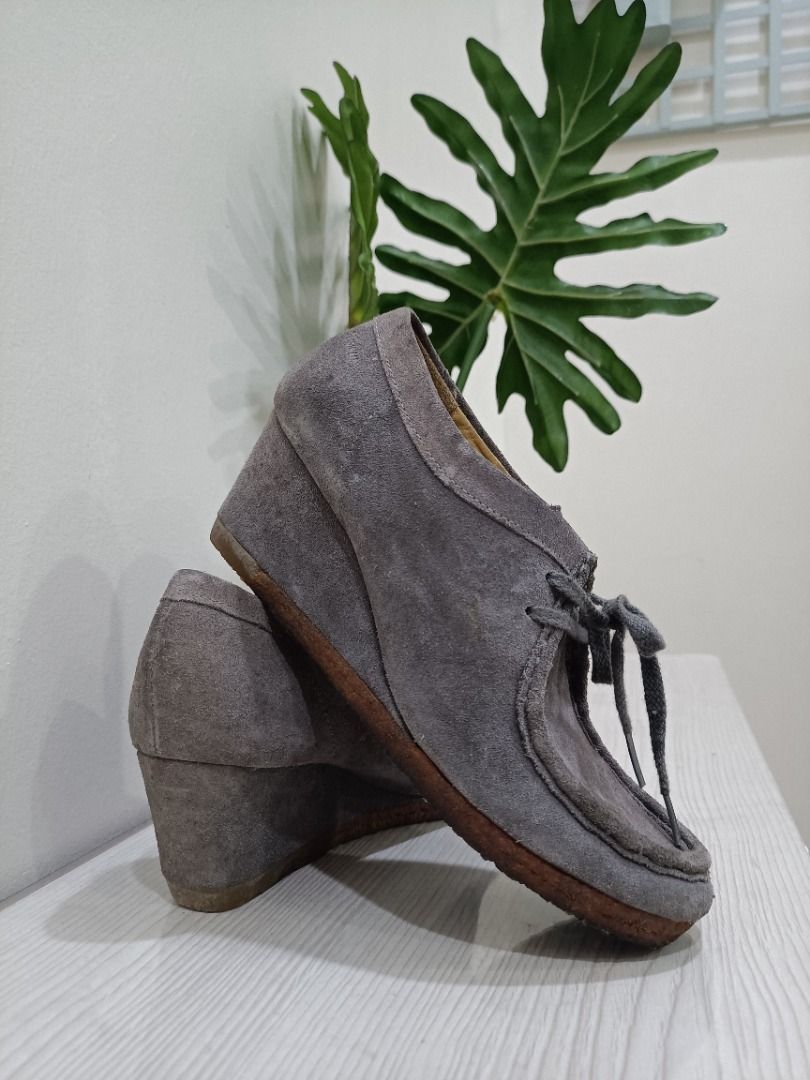 Clarks suede wedges sales